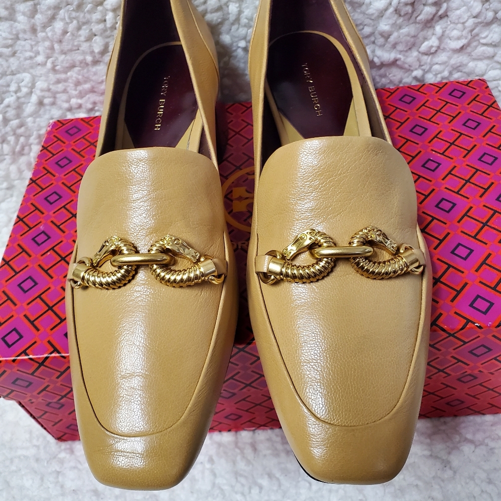 Tory Burch Jessa 45MM Leather Heeled Loafers - Picture 4 of 14